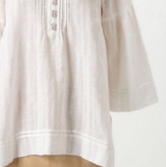 Lilka ANTHROPOLOGIE Ivory Linen Peasant Blouse S - Picture 3 of 6